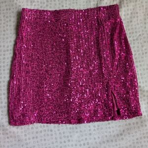 Pink Sequin Mini Skirt